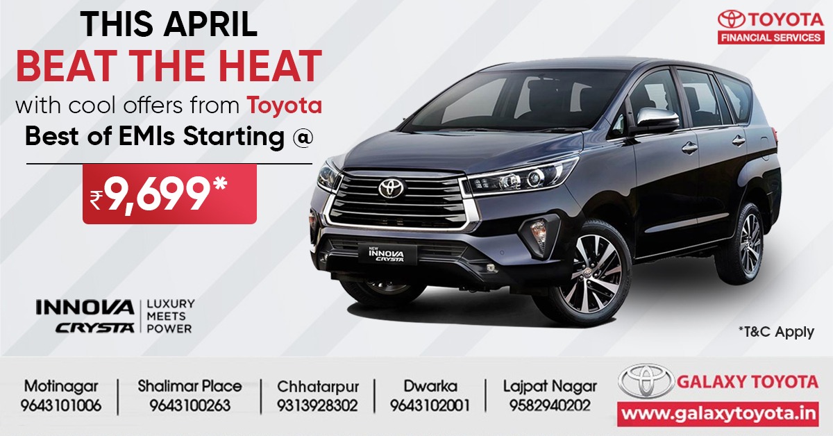April offer on Toyota Innova Crysta at Galaxy Toyota